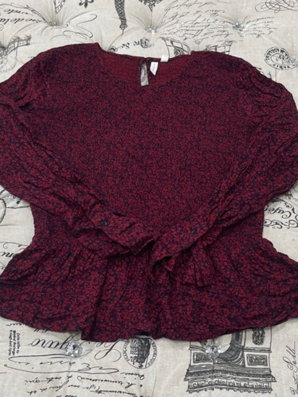 Treasure & Bond Maroon Ruffle Top
